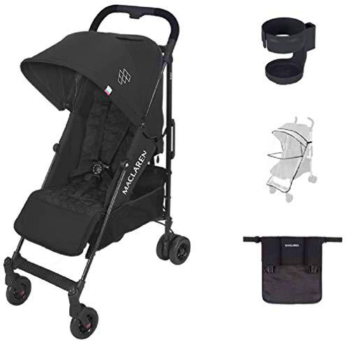 Maclaren Quest Arc Negro Style set -Pack silla de paseo + Organizador Universal + Burbuja lluvia Universal + Sujetavasos
