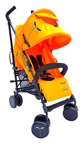 Libelulle Kikoé 2.0 Pack Crash Pad Cochecito Crash Bastón Color Mandarin Chassis Aluminio para 0/4 años + Barra de sujeción cortaviento/lluvia