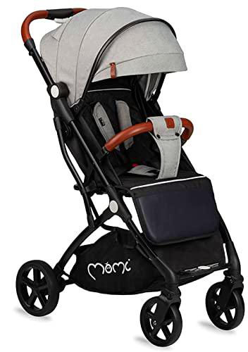 MOMI silla de paseo MARVIN | para niños | hasta 15 kg | a partir de 6 meses | ligera | respaldo y reposapiés regulables | mosquitera | protector de lluvia | cubrepiés | gris