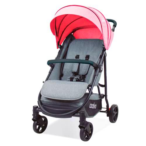 ASALVO Silla de paseo MANCHESTER/Plegado fácil/Carrito Ligero y compacto/Asiento Amplio y Cómodo/Respaldo Totalmente Reclinable/Capota Extensible con Visera/Ruedas con suspensión/Color Rosa