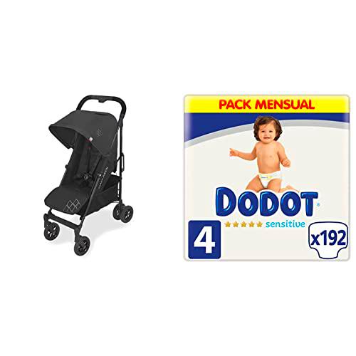 Maclaren Techno Arc silla de paseo tipo paraguas ligero,Para niños de recién nacidos hasta 25 kg,capota extensible con factor UPF 50 Negro &amp; Dodot Pañales Bebé Sensitive Talla 4 (9-14 kg),192 Pañales