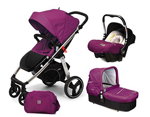 Casualplay Match 3 Loop - Silla de paseo con chasis de aluminio + CasualplayCot + Baby 0+, color plum