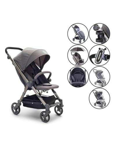 Twistshake 7 en 1 Cochecito de Bebé Plegable | Portavasos + Soporte de Móvil + Mosquitera + Protector de lluvia + Porta-Paraguas + Reposacabezas + Manta | Plegable
