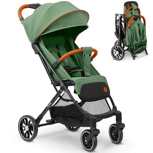 Nukido Silla De Paseo para Bebé 0-36 Meses 0-15 kg Plegado Automático En 2 Segundos Ruedas De 360º con Amortiguación Grandes Ruedas Todoterreno Verde Paseo