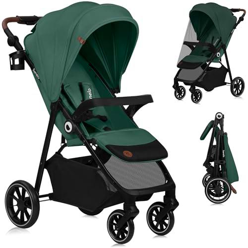 LIONELO EMMA ONE Carrito bebe hasta 22 kg de 6 m a 4 años Ruedas Giratorias 360º Suspensión Total Plegable con una Sola Mano Ajuste del Respaldo y Reposapiés Toldo XXL UPF50+ (Green)