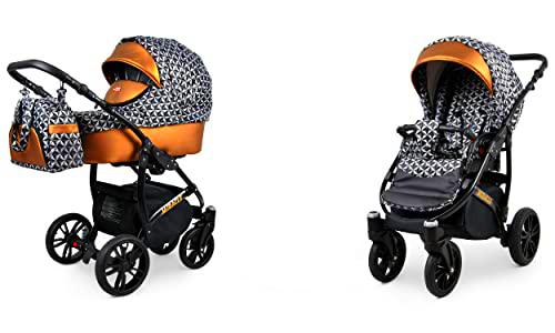 Babylux Miracle Baby Stroller 2in1 Deep And Stroller con Accesorios Ajustable y Plegable Construcción de Aluminio Liviano 2 Opciones de Montaje E Impenetrables Optical Cooper
